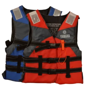 Chaleco salvavidas Yamaha 100N homologado para moto de agua y deportes náuticos en varios colores y tallas.