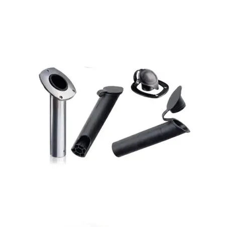 Portacañas inox empotrable de acero inoxidable para embarcaciones de pesca.