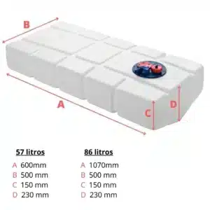 Depósito gasolina 57-86L en forma de cuña para barcos. Ideal para mantener un suministro de combustible seguro. Perfecto para largas travesías en el mar.
