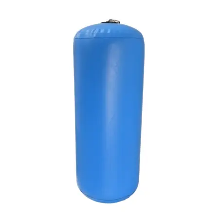 Defensa para barcos hinchable cilíndrica de color azul fabricada en Neopreno Hypalon.