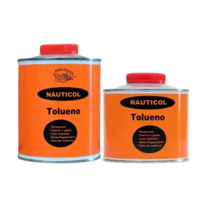 Botes de disolvente Tolueno Nauticol para Neopreno Hypalon disponibles en formatos de 500ml y 750ml para reparaciones náuticas.