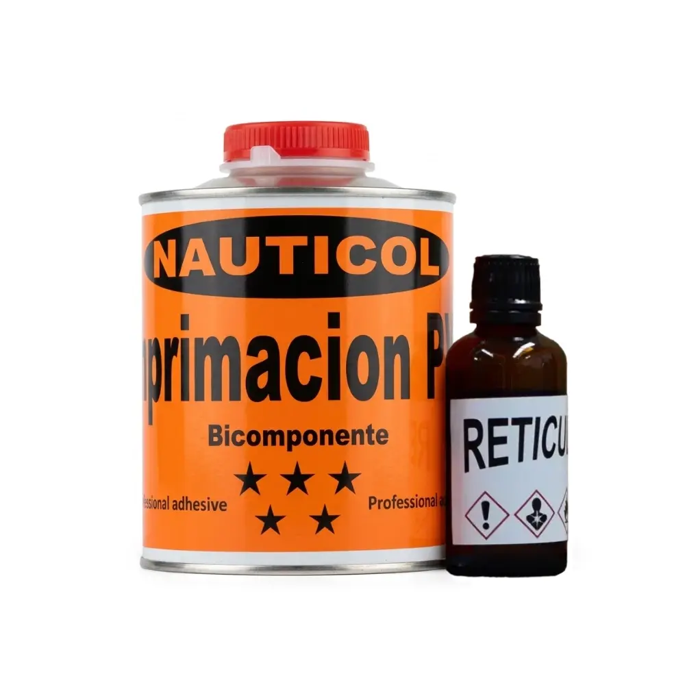 Kit de Imprimación PVC Nauticol bicomponente de 750ml con reticulante para preparar neumáticas y semirrígidas antes del pegado