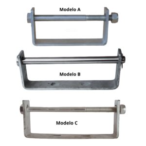 Soporte rodillo quilla galvanizado en caliente con perno incluido. Se fija fácilmente con abarcones y tornillería. Diferentes modelos.