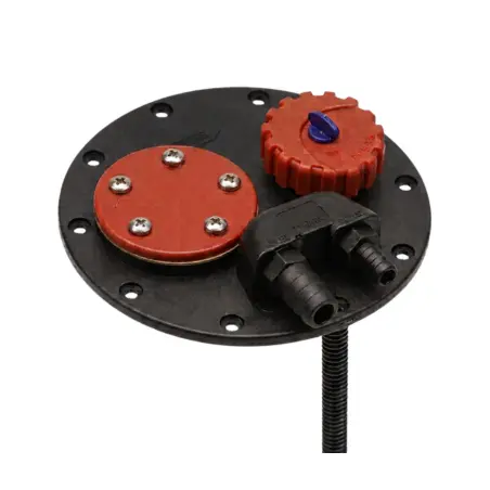 Tapa de depósito de combustible para barco con sistema de ventilación y conexiones