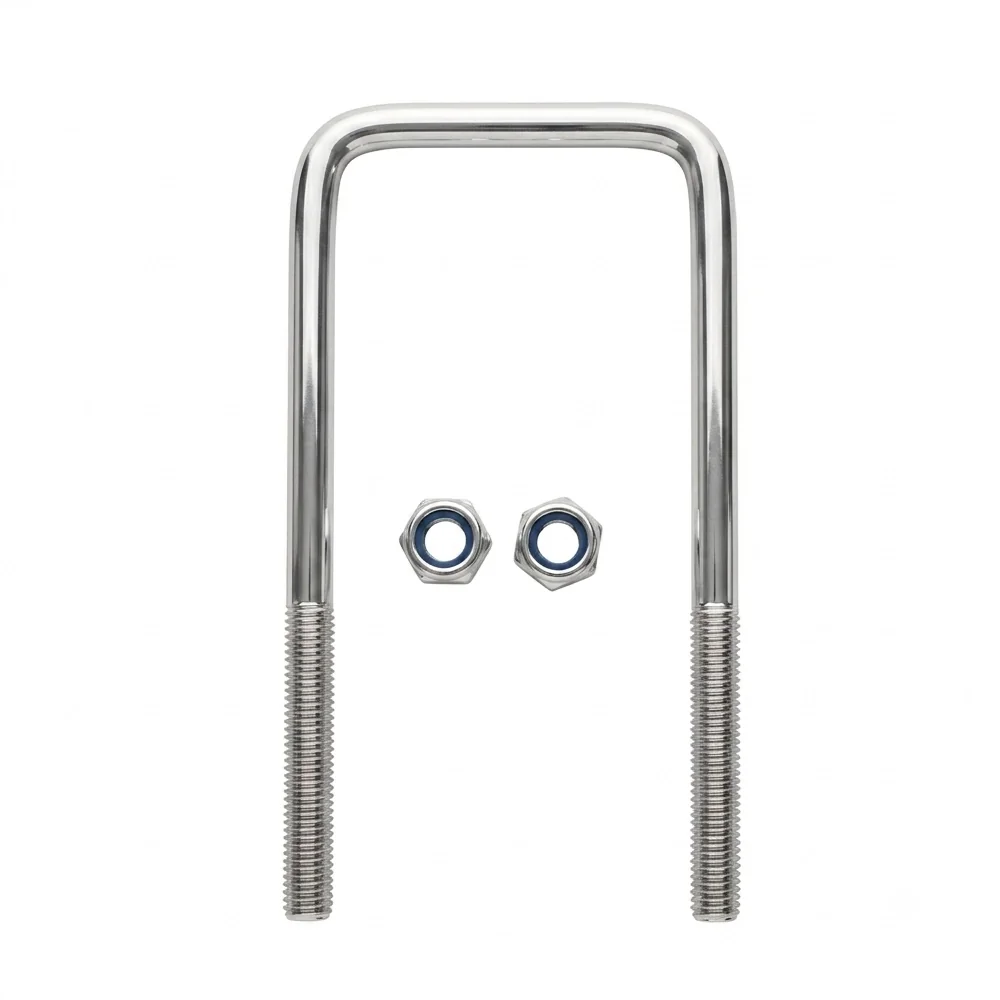 Abarcón inoxidable M10 para remolque náutico con tuercas de freno.