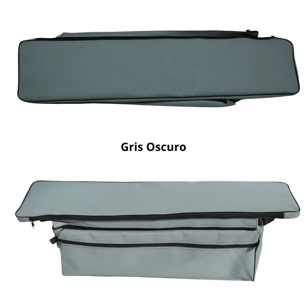 Bolsa estanca bajo asiento para embarcaciones tipo Zodiac en color gris oscuro.