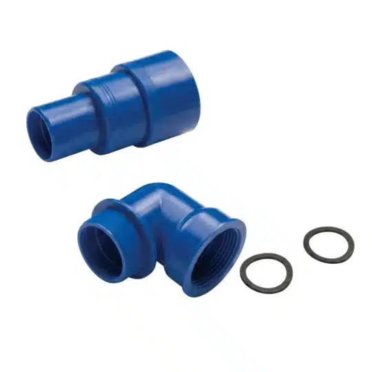 Kit conector para depósito de combustible o agua con boca recta, codo de 90° y juntas