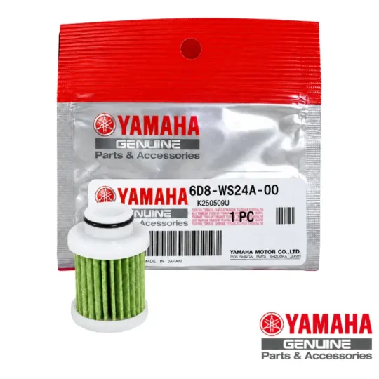 Filtro de combustible Yamaha Original 6D8-WS24A-00 de alta potencia que filtra cualquier partícula pequeña en el combustible. Usado en motores Yamaha F50, F60, F75, F90, F115, etc.).
