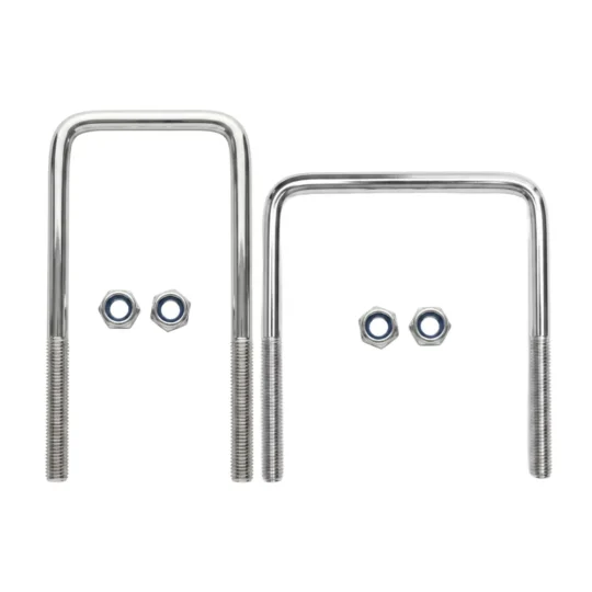 Conjunto de abarcones inoxidables M10 para sujeción estructural en remolques.