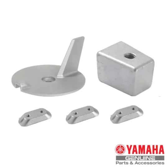 Kit completo de ánodos para motores fueraborda Yamaha. El kit esta compuesto por 5 piezas para motores Yamaha de 40>60 HP.