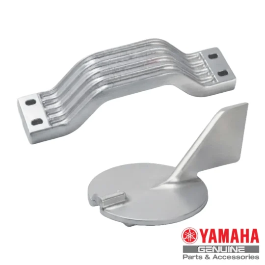 Kit completo de ánodos para motores fueraborda Yamaha o Selva. El kit esta compuesto por 2 piezas para motores Yamaha o Selva de 115 HP y 4T.