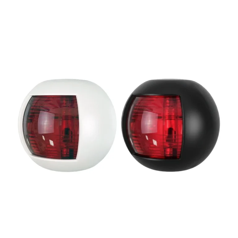 Luces de babor rojas de 112,5 grados, disponibles en acabado blanco y negro para embarcaciones.