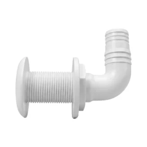 Pasa cascos codo 90º fabricado en plástico, ideal para embarcaciones, resistente a los ambientes marinos y a los Rayos UV. Color blanco. Fácil instalación.