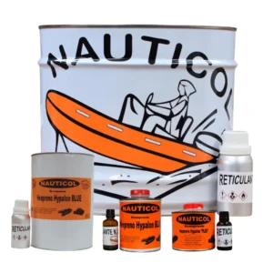 Pegamento Neopreno Hypalon Nauticol bicomponente con reticulante para reparación de lanchas semirrígidas y zodiac.