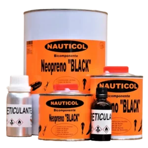 Pegamento Neopreno Black Nauticol bicomponente negro para reparación de trajes de buceo, surf y lanchas de Hypalon.