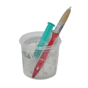 Kit aplicación pegamento para mezclar la cola bicomponente y aplicarla. Incluye vaso mezclador, jeringuilla y brocha. Fácil de utilizar.