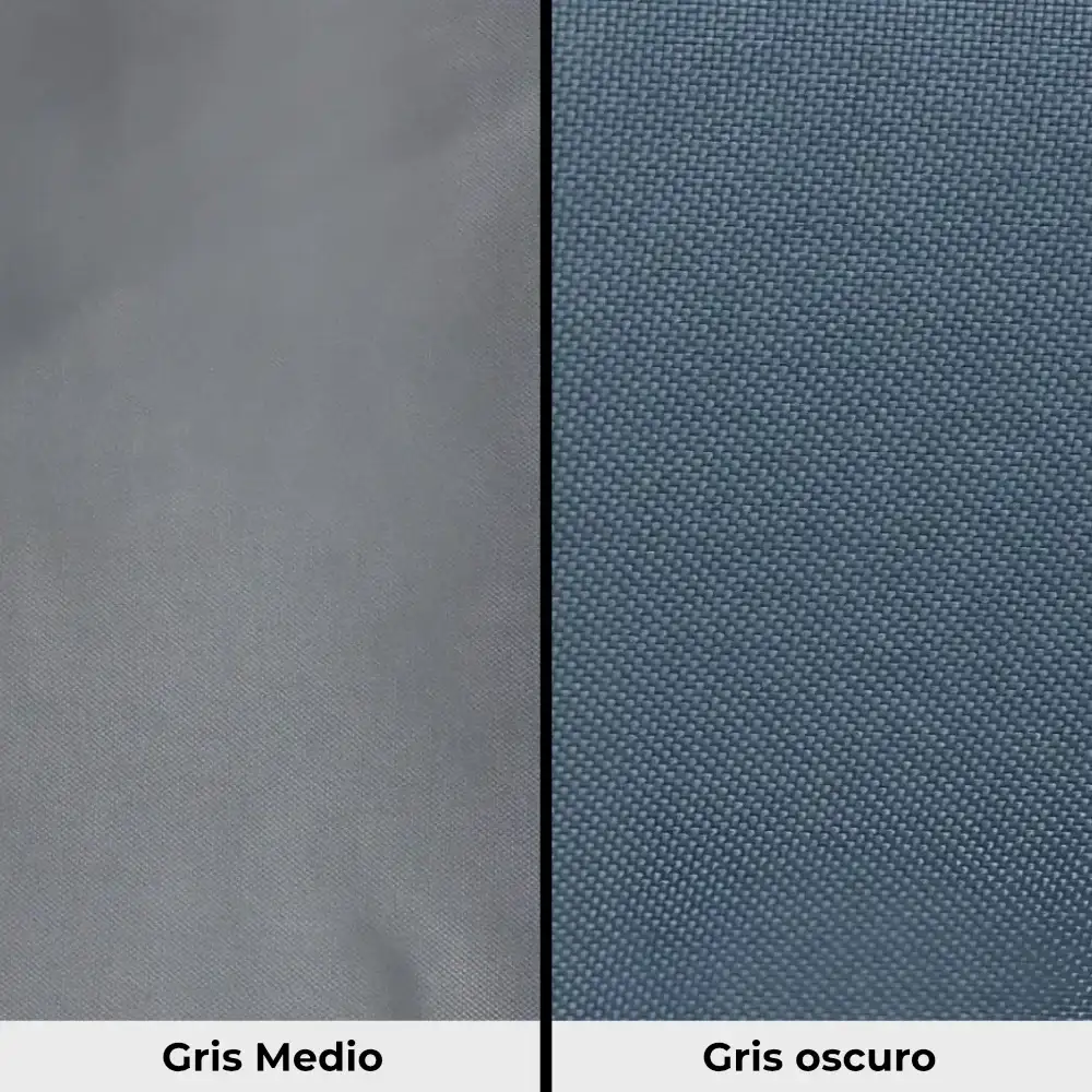 Comparativa de colores gris medio y gris oscuro para bolsas de asiento de lanchas neumáticas.