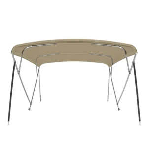 Toldo Bimini de 4 arcos extra largo en aluminio anodizado y lona 100% poliéster. Repele al agua y resiste a los rayos UV. Incluye tornillos.