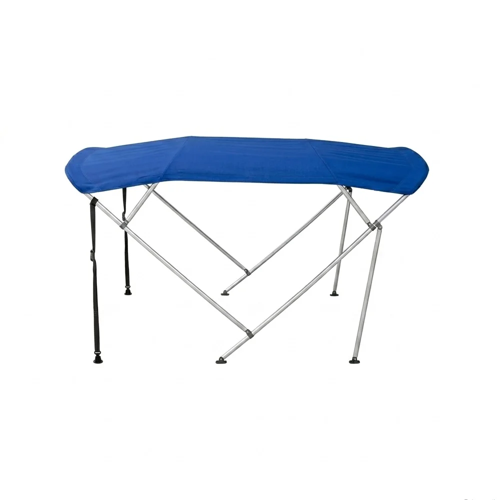 Toldo Bimini de 4 arcos extra largo con lona 600D azul para embarcaciones.