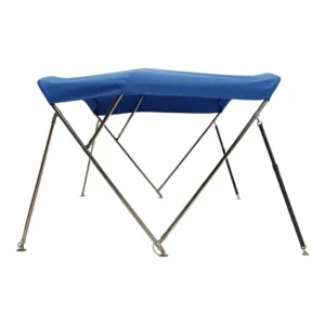 Toldo Bimini azul de 3 arcos en acero inoxidable con lona de poliéster resistente a rayos UV