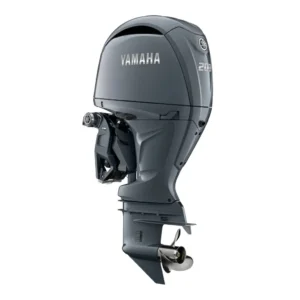Motor fueraborda Yamaha de 200 CV y 4 tiempos con inyección electrónica EFI y diseño premium en color gris.