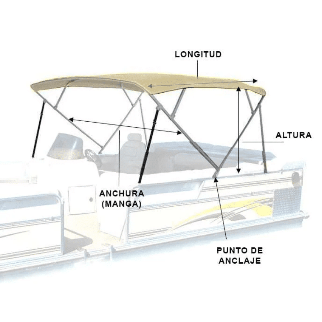 Toldo Bimini Beige 4 Arcos - Imagen 3