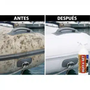 Eliminar moho barco: antes y después de la limpieza del flotador de una embarcación semirrígida